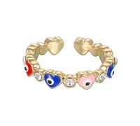 sourcing map Bague contre le mauvais œil, bague en forme de cœur pour femme avec boîte décorative pour la protection de la foi turque, bricolage, Métal, Zircone créé