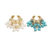 sourcing map Bague occidentale pour femme réglable avec perles et pampilles - Style vintage - Empilable, Acier allié, Aucune pierre précieuse