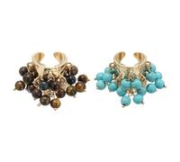 sourcing map Bague occidentale pour femme réglable avec perles et pampilles - Style vintage - Empilable, Acier allié, Aucune pierre précieuse