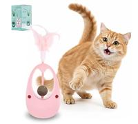 sourcing map Balles d'herbe à chat interactive avec plume - Silencieux et sans piles - Pour exercer et divertir les chatons en intérieur (rose)
