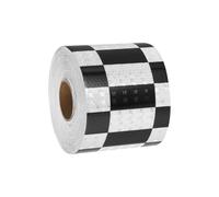 sourcing map Bande réfléchissante autocollante de 10,2 cm x 25 m pour remorque, avertissement, sécurité, réflecteurs de nuit pour voitures, camions, noir et blanc