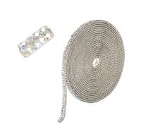 sourcing map Bandes de strass, 2,7 m x 4,5 mm, ruban de strass adhésif pour loisirs créatifs, décoration de fête de voiture, téléphone, blanc AB