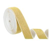 sourcing map Bandes élastiques à coudre à paillettes - 3 cm x 4,6 m - Ruban élastique métallique étincelant pour couture, loisirs créatifs, ceinture, pantalons, vêtements (bord blanc doré)