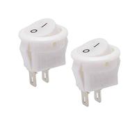 sourcing map Bateau Interrupteur à Bascule Rond Interrupteur à Bascule Blanc pour Bateau Voiture Marine 2broches ON/OFF AC 250V/3A 125V/6A 2pcs
