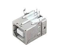 sourcing map Blindé USB Type B Femelle Port 4 Broches PCB Montage Jack Connecteur Argenté