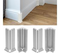 sourcing map Blocs d'angle autocollants pour plinthe, 10,2 cm, 2 connecteurs intérieurs + 2 coins extérieurs pour bord de meubles de sol (argent)