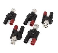 sourcing map BNC Mâle Bouchon à Two Banana Femelle Jack Coaxial Connecteur Adaptateur 5Pcs