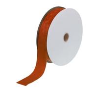 sourcing map Bobine de ruban de velours soyeux à face unique pour bouquets, loisirs créatifs, emballage cadeau, fête de mariage - Orange foncé - 3,8 cm x 22,9 m