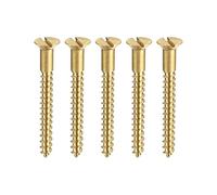 sourcing map Bois Vis M3.5 x 35mm Fendu Plat Tête Laiton Autotaraudant Vis 50 Pcs