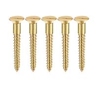sourcing map Bois Vis M4 x 30mm Fendu Plat Tête Laiton Autotaraudant Vis 50 Pcs