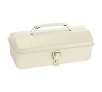 sourcing map Boîte à outils portable en acier de 29 cm avec fermeture à loquet en métal pour maison, atelier, voiture, blanc