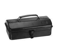 sourcing map Boîte à outils portable en acier de 29 cm avec fermeture à loquet en métal pour maison, atelier, voiture, noir