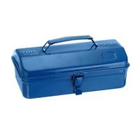 sourcing map Boîte à outils portable en acier de 29 cm, style toit en hanche avec fermeture à loquet en métal, pour maison, atelier, voiture, bleu