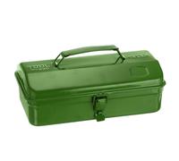 sourcing map Boîte à outils portable en acier de 29 cm, style toit en hanche avec fermeture à loquet en métal, pour maison, atelier, voiture, vert