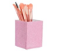 sourcing map Boîte de rangement carrée en cristal pour pinceaux de maquillage - 6,6 x 6,6 x 8,9 cm - Multifonction - Strass - Pour la maison, le bureau, le studio - Rose
