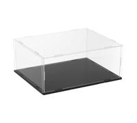 sourcing map Boîte de rangement en acrylique transparent pour objets de collection avec base noire, boîte de rangement anti-poussière à assembler soi-même pour objets de collection, figurines d'action