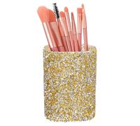 sourcing map Boîte de rangement ronde en cristal pour pinceaux de maquillage - 7,4 x 7,4 x 9,7 cm - Multifonction - Strass - Pour la maison, le bureau, le studio - Or clair