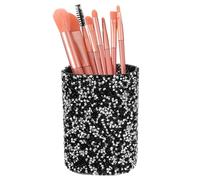 sourcing map Boîte de rangement ronde en cristal pour pinceaux de maquillage - 7,4 x 7,4 x 9,7 cm - Multifonctionnel - Pour la maison, le bureau, le studio - Noir et blanc