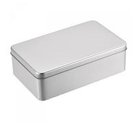 sourcing map Boîte en étain rectangulaire vide en métal avec couvercles Argenté 18 x 11 x 5,5 cm