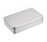 sourcing map Boîte en étain rectangulaire vide en métal avec couvercles - Argenté - Pour organiser la maison, bougies, cadeaux, clés de voiture, travaux manuels - 18 x 11 x 4 cm