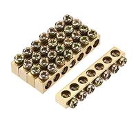 sourcing map Borne Terre Barre Vis Bloc Barrière Laiton 7 Positions 46mmx5.5mmx7.5mm pour Électrique Distribution 5 Pièces