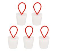 sourcing map Bouchon Conique Bouchon en Caoutchouc de Silicone 22mm à 29mm Bouchon de Baignoire Solide avec Poignée pour Tubes à Essai, Conduite d'Eau, Trou de Drainage, Blanc 5 Pièces
