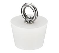 sourcing map Bouchon Conique Bouchon en Caoutchouc de Silicone 33mm à 43mm Bouchon de Baignoire Solide avec Anneau pour Tubes à Essai, Conduite d'Eau, Trou de Drainage, Blanc