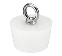 sourcing map Bouchon Conique Bouchon en Caoutchouc de Silicone 48mm à 59mm Bouchon de Baignoire Solide avec Anneau pour Tubes à Essai, Conduite d'Eau, Trou de Drainage, Blanc
