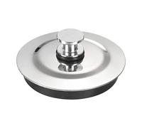 sourcing map Bouchon de vidange d'évier pour trou de vidange de 53 à 54 mm, bouchon d'eau en acier inoxydable avec poignée pour cuisine, salle de bain, baignoire, ton argenté, noir