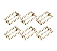 sourcing map Boucle Coulissante, 6pcs 25x13.5x2mm Métal Rectangle Ajusteur Triglides Glisser Boucle Rouleau Stylo Glisseur Courroie Ajusteur pour Ceinture Sacs Accessories, Doré Ton