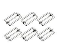 sourcing map Boucle Coulissante, 6pcs 50x17x2.3mm Métal Rectangle Ajusteur Triglides Glisser Boucle Rouleau Stylo Boucles Glisseur Courroie Ajusteur pour Ceinture Sac, Argenté Tone