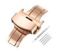 sourcing map Boucle déployante en acier inoxydable, boucle déployante papillon de 20 mm avec barres à ressort et outil de retrait pour bracelet de montre en cuir, or rose