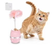 sourcing map Boule d'herbe à chat interactive avec plume - Silencieux et sans piles - Pour exercer et divertir les chatons en intérieur (rose)