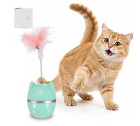 sourcing map Boule d'herbe à chat interactive avec plume - Silencieux et sans piles - Pour exercer et divertir les chatons en intérieur - Vert