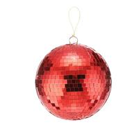 sourcing map Boule disco à facettes de 20,3 cm à suspendre avec anneau de suspension et corde pour fête, danse, mariage, scène, festival, Noël, club, décoration d'intérieur, rouge