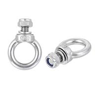 sourcing map Boulon à Oeil Levage M12 x 20mm Mâle Filetage avec écrou à Vis Hexagonale Joint Plat Laveuse pour Accrocher 304 Acier Inoxydable 2 Ensembles