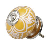 sourcing map Bouton de Meuble Bouton Porte Bouton Tiroir Placard Armoire Poignée de Meuble Céramique Vintage Jaune 1PCS