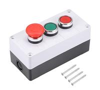 sourcing map Bouton Poussoir Boîte Commutation Momentané NO NC Rouge Vert Interrupteurs et Arrêt Urgence