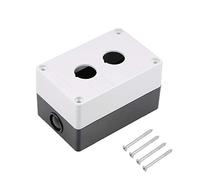 sourcing map Bouton Poussoir Interrupteur Boîtier Station Contrôle 22mm 2 Bouton Trous Blanc et Noir