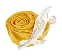 sourcing map Boutonnières pour homme/femme, fleur artificielle jaune doré avec épingle de montage pour décoration de mariage, cérémonie, bal, retour à la maison