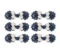sourcing map Boutons à coudre avec nœuds chinois, boutons de grenouille avec perles, bleu marine, 60x25mm