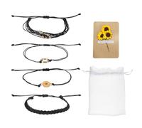 sourcing map Bracelet d'amitié réglable en forme de tournesol avec carte et sac en maille, One Size, Polyester, Pas de pierre précieuse