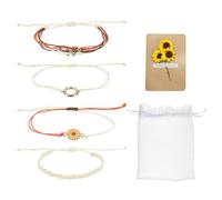 sourcing map Bracelet d'amitié réglable en forme de tournesol avec carte et sac en maille, One Size, Polyester, Pas de pierre précieuse