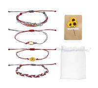 sourcing map Bracelet d'amitié réglable en forme de tournesol avec carte et sac en maille, One Size, Polyester, Pas de pierre précieuse