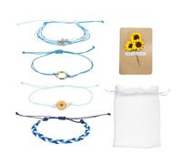 sourcing map Bracelet d'amitié réglable en forme de tournesol avec carte et sac en maille, One Size, Polyester, Pas de pierre précieuse