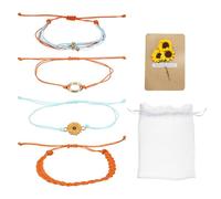 sourcing map Bracelet d'amitié réglable en forme de tournesol avec carte et sac en maille, One Size, Polyester, Pas de pierre précieuse