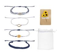 sourcing map Bracelet d'amitié réglable en forme de tournesol avec carte et sac en maille, One Size, Polyester, Pas de pierre précieuse