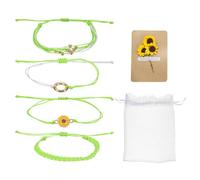 sourcing map Bracelet d'amitié réglable en forme de tournesol avec carte et sac en maille, One Size, Polyester, Pas de pierre précieuse