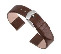 sourcing map Bracelet de Montre Bande Authentique Cuir 18mm Largeur, Lisse Plat Cuir Montre Courroie pour Hommes et Femmes, Foncé Marron