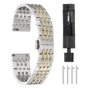 sourcing map Bracelet de montre de rechange en acier inoxydable avec fermoir papillon à double pression pour homme et femme, 14mm, Bracelets de montre